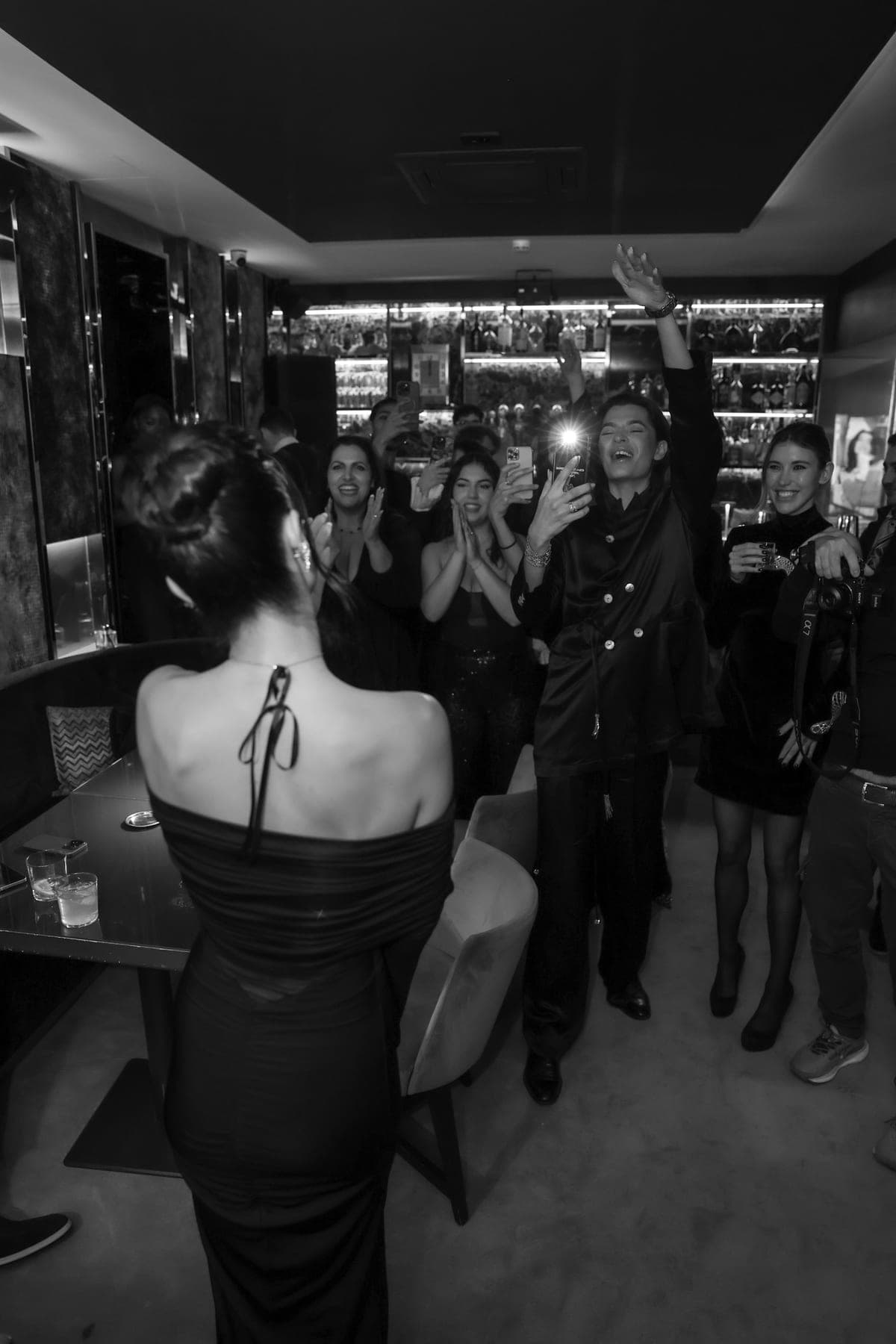 Facing the guests before the toast, private birthday party